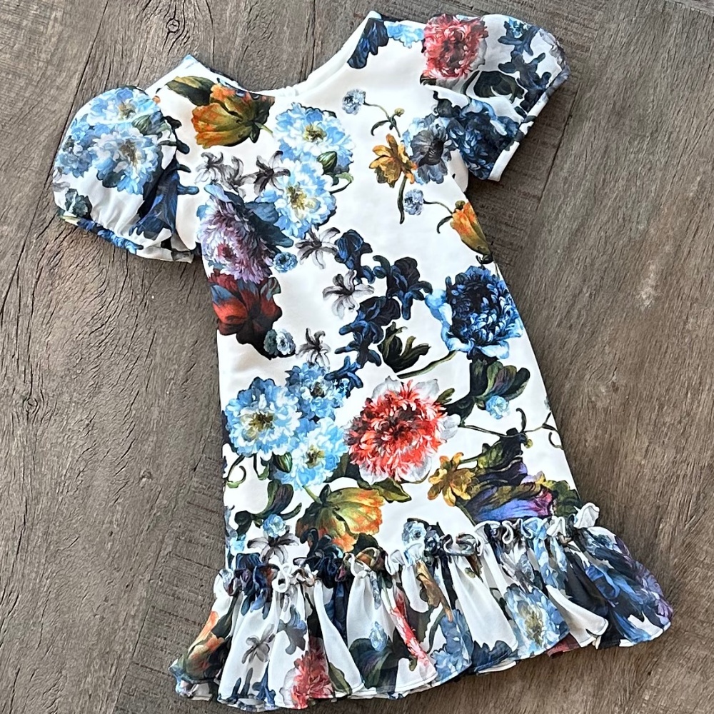 Little Girl's & Floral Flounce-Hem Dress, Sz 2T
